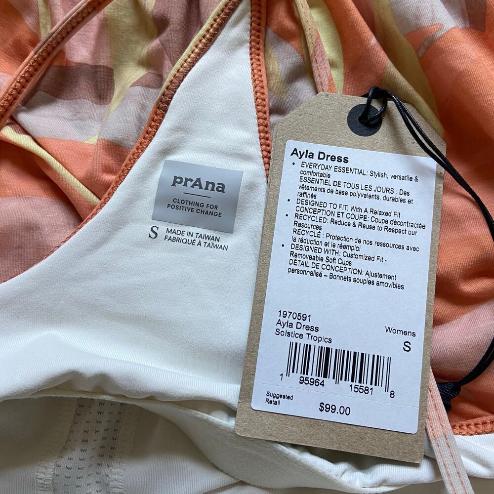 Prana Ayla Dress Womens S Solstice Tropics Relaxed V-Neck Racerback Floral Print - Picture 5 of 9